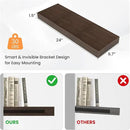 Floating Shelves for Wall, 24" W x 6.7" D x 1.5" H, Wooden Wall Mounted Display Shelves with Invisible Brackets for Living Room, Bedroom, Bathroom, Kitchen Decor and Storage, Set of 2, Walnut by CozyNest Decor