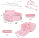 Welnow 2-in-1 Kids Sofa Chair, Glow in The Dark Convertible Toddler Chair Flip Out Children Sofa Chair Folding Kids Play Sofa with Side Pockets & Removable Cover Armrest Chair for Girl or Boy by CozyNest Decor