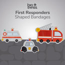 BioSwiss Bandages, First Responders Shaped Self Adhesive Bandage, Latex Free Sterile Wound Care, Fun First Aid Kit Supplies for Kids and Adults, 50 Count by TinyTreasures Baby Boutique