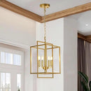 Farmhouse Gold Chandelier, 4-Light Vintage Chandeliers for Dining Room, Adjustable Modern Rustic Metal Hanging Pendant Light Fixture for Entryway Foyer Kitchen Island Hallway by CozyNest Decor