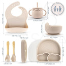 All In One Silicone Feeding Set - Safe for 6-12 Months - Non-Toxic Baby Led Weaning Supplies - Toddler Self Feeding Utensils - BPA-Free - Mess Free Essentials by TinyTreasures Baby Boutique