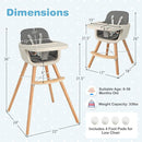 HONEY JOY Baby High Chair, 6-in-1 Eat & Grow Wooden Highchair/Toddler Chair with Removable Tray, 5-Point Harness, PU Cushion and Footrest, Convertible High Chair for Babies and Toddlers(Dark Gray) by TinyTreasures Baby Boutique