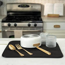 S&T INC. Dish Drying Mat, 16” x 18”, Absorbent Microfiber Kitchen Counter Mat, Dish Drying Pad for Dishes, Utensils, Pots and Pans, Large, Black by CozyNest Decor