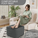MeMoreCool Square Stuffed Pouf Ottoman Foot Rest, Floor Pouf Foot Stool with Foam Chunk Filling, Soft Stuffed Ottoman Footrest for Living Room, Dark Grey by CozyNest Decor