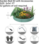 Galvanized Metal Planter Round Raised Garden Bed Kit for Gardening Outdoor，3x3x1ft Grow Garden Box Raised Flower Bed，Round Galvanized Planter Outdoor Large Metal Fire Pit Ring by GreenHaven Gardens