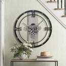 Micasso 24 inch Large Real Moving Gears Wall Clock: Black Industrial Steampunk Roman Numeral Clock - Modern Wall Decor for Living Room/Entryway/Office by CozyNest Decor