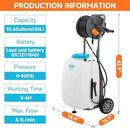 10.6 Gallon Battery Powered Sprayer with Double Professional Pump, Portable Sprayer with Wheels,0-94 PSI,12V 8Ah Battery,Adjustable HD Wand and 10 Nozzles for Weeding, Spraying, Cleaning by GreenHaven Gardens