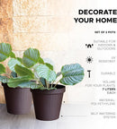 Elly Décor Set of 2 10 inch Round Saucer Modern Self Watering Planter Plates, Pots with Rattan-Like Finish, 10x10 chococlate Brown by CozyNest Decor