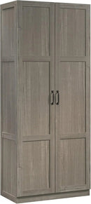 Sauder Select Storage Cabinet, Pantry Cabinet Kitchen Storage with Adjustable Shelves, Bathroom Storage Cabinet, in Silver Sycamore by CozyNest Decor
