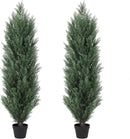 THE BLOOM TIMES 4ft Topiary Trees Artificial Outdoor 2 Pack – UV Resistant Faux Cedar Pine Cypress Bushes and Shrubs, Fake Potted Plants for Front Porch Outside Planter Patio Decor, Set of 2 (4 Foot) by GreenHaven Gardens