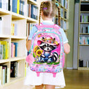 Girls Rolling Backpack, Cute Raccoon Roller Wheels Kids Bookbag - Wheeled Elementary School Bag - 3PCS Raccoon by TinyTreasures Baby Boutique