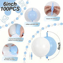 100PCS Blue and White Link Balloons, Baby Light Blue White Linking Balloons with Tail for Making Balloon Wall Arch and Chains, Quick Balloon for Wedding Birthday Baby Shower Party Decorations (6inch) by CozyNest Decor