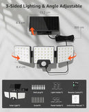 Lepro Solar Security Lights - Outdoor Motion Sensor, 2 in 1 Remote Control, IP65 Waterproof, 2 Light Modes, 3 Head Solar Floodlight for Garden, Yard, Garage by GreenHaven Gardens