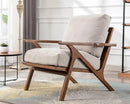 HNY Set of 2 Mid Century Accent Chair, Faux Leather Upholstered Armchair with Wood Frame and Canvas Cushions, Leisure Reading Chair Slipper Chair for Living Room, Bedroom, Beige by CozyNest Decor
