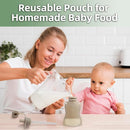 Reusable Baby Food Pouches with Straws, 4 Pack Refillable Silicone Squeezable Pouch for Kids Toddlers, BPA Free, Baby Food Storage Containers for Make Homemade, 5 oz by TinyTreasures Baby Boutique