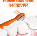 Kids Sonic Electric Toothbrush, Rechargeable Smart Toothbrush for Children Age 3-12, 2 Mins Timer, 6 Modes, 6 Brush Heads, Wall-Mounted Holder by TinyTreasures Baby Boutique