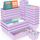 WOWBOX 25 PCS Plastic Drawer Organizer Set, 4 Sizes Desk Drawer Divider Organizers and Storage Bins for Makeup, Jewelry, Gadgets for Kitchen, Bedroom, Bathroom, Office, Purple by TinyTreasures Baby Boutique