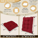 BUYUE Chair Cushion Set for Rocking Chair, Back Pillow & Seat Cushion with Ties, Original Woven Fabric Non-Slip Chair Pads for Elderly Sitting, Red by CozyNest Decor