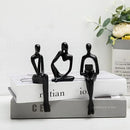 Home Decor Thinker Statue Accents, Set of 3 Thinker Sculptures Office Decor Modern Abstract Resin Decoration on Shelf Table Desk for Living Room Office Bedroom (Small Black) by CozyNest Decor