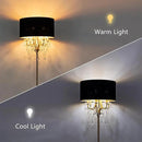 Wellmet Gold Crystal Drum Shade Floor Lamp, 6 Light Black Gold Shade, Candle Base for Living Room, Bedroom, Reading Room, Hallway, Corridor by CozyNest Decor