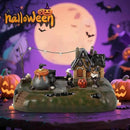 Halloween Village Witch Cauldron Bubble Figurine with Lit House Spooky Town Indoor Decoration Accessories for Holiday Display, Battery Operated by CozyNest Decor
