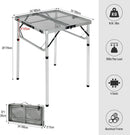 REDCAMP 24" Square Folding Grill Table for Outside, Lightweight Portable Metal Aluminum Outdoor Grill Table with Adjustable Height Legs, Great for Camping Picnic Cooking BBQ, Silver 2ft by GreenHaven Gardens
