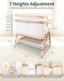4 in 1 Baby Bassinet, Bassinets Bedside Sleeper with Wheels and Storage Basket, Adjustable 7 Heights Bedside Sleeper with Mosquito Net, Breathable Mesh Rocking Bassinet for Baby by CozyNest Decor
