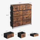 WLIVE Fabric Dresser for Bedroom with 10 Drawers, Chest of Drawers with Side Pockets and Hooks, Sturdy Metal Frame, Drawers Organizer Unit for Living Room, Hallway, Rustic Brown Wood Grain Print by TinyTreasures Baby Boutique