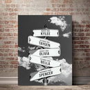 Personalized Family Street Sign Multi-Name Canvas Or Poster Wall Art, Street Sign Customized With Name, Best Gifts For Parents, Grandparents From Kids Daughter Son, Christmas Gift For Family