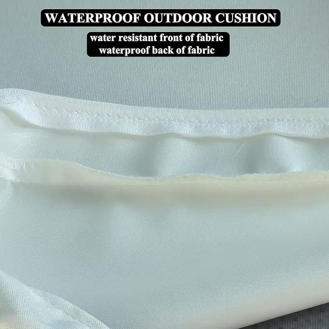 Patio Chair Cushions Non Slip Bottom Chair Pad with Ties Set of 2 Waterproof Square Outdoor Seat Cushion Replacement for Garden Swing Furniture 18x18 Inch, White, photo 5 of 6