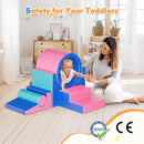 Lischwert Foam Climbing Blocks for Toddlers 1-3, 5pcs Soft Play Set with Tunnel Crawling Exploration Toys, Indoor Infant Safe Blocks for Baby Gym & Toddler Playground - Blue Pink by TinyTreasures Baby Boutique
