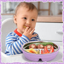 Nuogo 1 Pcs Stainless Steel Baby Suction Plates with Removable Silicone Shell 2-in-1 Metal Toddler Bowl Divided for Picky Eaters Kid Feeding Led Weaning Supply, Dishwasher Safe (Purple) by TinyTreasures Baby Boutique