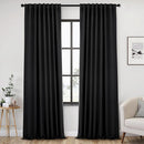 ANRODUO Back Tab Blackout Curtains for Bedroom Living Room, Rod Pocket Pinch Pleated Thermal Insulated Room Darkening Curtains 96 Inches Long 2 Panels, Black, 52 x 96 Inch by TinyTreasures Baby Boutique