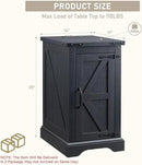 JXQTLINGMU Farmhouse Nightstand Set of 2 with Charging Station, 17" D Rectangular End Table with Barn Door & Adjustable Storage Shelf, Wood Rustic Sofa Side Table for Living Room, Bedroom, Black by CozyNest Decor