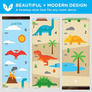 WISE OWL Personalized Growth Chart for Kids - Height Wall Chart for Boys with Peel & Stick Letters for Name - Hanging Canvas Wall Measurement Height Tracker for Baby Gift (Dinosaurs) by TinyTreasures Baby Boutique