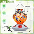 BOLITE Hummingbird Feeder, Hand Blown Glass Hummingbird Feeders for Outdoors Hanging, with Ant Moat and 5 Feeding Ports, 22 Ounces, Peony Flower Shape, Orange, Gifts for Women Men, Gifts for Mom Dad by GreenHaven Gardens