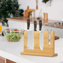 Magnetic Knife Block 28 x 19 Inches, Double Sided Magnetic Knife Holder Rack for Kitchen Counter, Acacia Wood Magnetic Knife Storage Stand with Knife Sharpener by CozyNest Decor