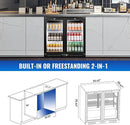 Tylza Back Bar Cooler With 2 Glass Doors, 200L Under Counter Back Bar Refrigerator with LED Lighting, Safety Locks, Counter Height Bar Beverage Cooler for Beer, Soda Drinks, Wine, Black by CozyNest Decor