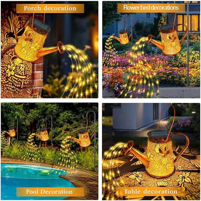 Solar Watering Can Lights, Hummingbird Gifts for Women Mom Grandma Birthday, Waterproof Outdoor Garden Decor Large Hanging Solar Lanterns Garden Lights for Patio Porch Yard Flowerbed Pathway, photo 3 of 8