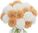 Kimura's Cabin 20Pcs Fake Mums Flowers Artificial Silk Chrysanthemum Faux Ball Flowers for Spring Wedding Arrangements Home Indoor Kitchen Table Centerpiece (White Champagne) by CozyNest Decor