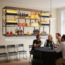 59Inch Wall Mounted Wine Rack, 3 Tiers Large Bar Shelves with 14 Glass Holder, Metal Wine Bottle Display Shelf, Modern Iron Liquor Shelf, for Kitchen Dining, Home Bar, Cellar (59.1" W) by CozyNest Decor