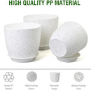 Large Flower Pots 12/10/9 inch, Set of 3 Modern Decorative Plastic Planters with Drainage Holes and Saucers for Garden House Plants, Plant Pots for Indoor Outdoor Plants, Speckled White by GreenHaven Gardens