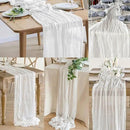 10FT 12 Pack White Cheesecloth Table Runner 20 x 120 Inch Long Rustic Gauze Cheese Cloth Table Runner for Wedding Bridal Baby Shower Table Decorations Boho Fabric Sheer Birthday Party Table Decor by CozyNest Decor