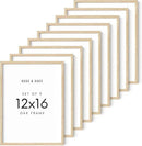 HAUS AND HUES Square Picture Frames 12 x 16 Set of 9 - Photo Gallery Wall Frame Set, Wood 12x16 Frames with Mat, 12 x 16 Frames Gallery Wall Set, Square Frames 12x16 (Beige Oak Frames) by CozyNest Decor