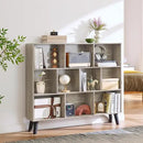 LEYAOYAO 10 Cube Bookshelf,3 Tier Modern Wide Bookcase with Legs,Mid-Century Wood Bookshelves Storage，Retro Grey Large Book Case,Freestanding Organizer Display Shelf for Bedroom,Living Room,Office by CozyNest Decor