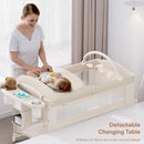 4 in 1 Baby Bassinet, Pack and Play, Bedside Crib Sleeper, Diaper Changer - Comes with Mattress, Mosquito Net，Bottom Storage and Toy Bar for Newborn to Toddles by TinyTreasures Baby Boutique