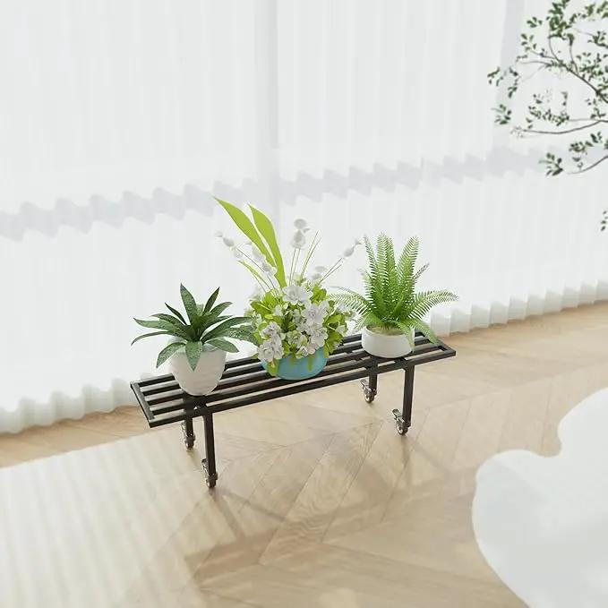 Zhongma One Tier Metal Plant Stand with Wheels,(35.43 L x 8.66 W x 10.3 H) Heavy Duty Plant Holder for Home, Window,Garden, Plant Lovers, Display Stand, photo 8 of 8