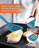 Kitchen Utensils Set, 13PCS Silicone Cooking Utensils, Heat Resistant Kitchen Utensil Spatula Set for Nonstick Cookware, Wooden Handles Kitchen Gadgets Tools Set (BLUE) by CozyNest Decor