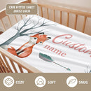 Custom Name Crib Bedding Set - Fox Theme, Personalized Nursery Bedding 3-Piece Set– Soft Blanket, Fitted Sheet, Changing Pad Cover – for Newborns Girls Nursery Gifts by TinyTreasures Baby Boutique