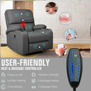 Rocking Recliner Chair, Massage Rocker Recliner Chair with Vibration Massage and Heat, USB and Type-C Ports,360° Swivel Faux Leather Chairs, Living Room, Bedroom, Nursery, RV, Dark Grey by TinyTreasures Baby Boutique